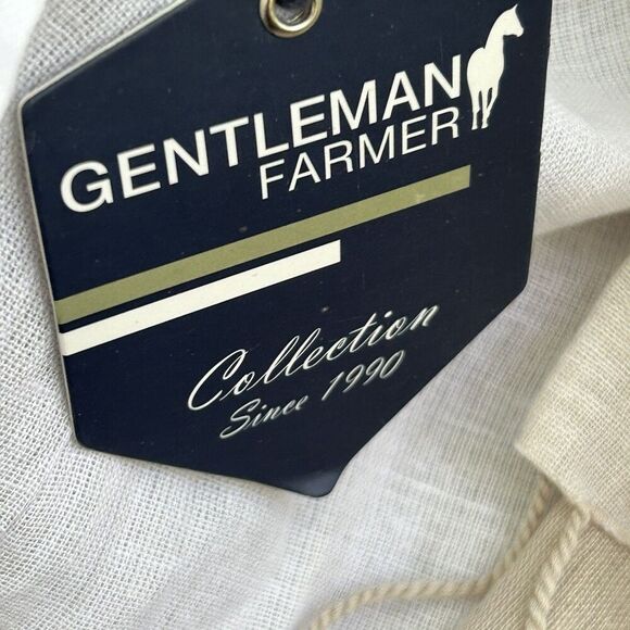 New Gentleman Farmer Scarf Wrap White Tan 100% Cotton Fringe nwt - Picture 4 of 12